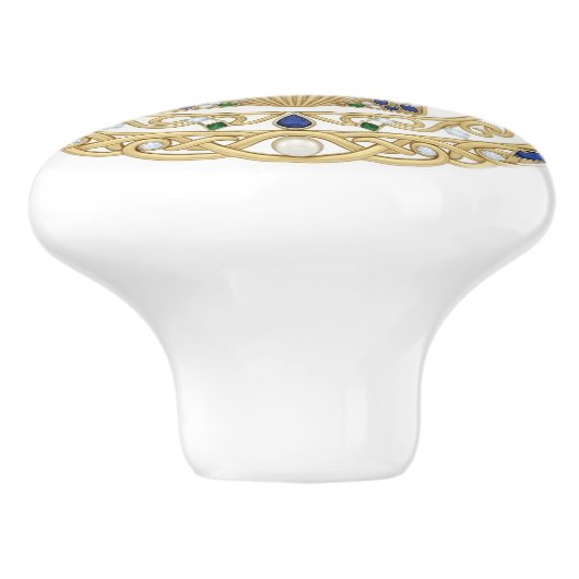 Gold Crystal Seashell Shell 2D graphic gemstones Keramikknauf (Seitenansicht)