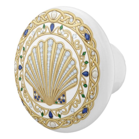 Gold Crystal Seashell Shell 2D graphic gemstones Keramikknauf (Rechts)