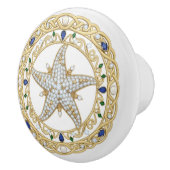 Gold Crystal Starfish Sea Star 2D graphic gemstone Keramikknauf (Rechts)