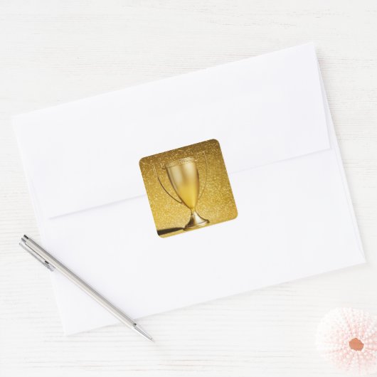 Gold Cup Trophy Quadratischer Aufkleber (Umschlag)