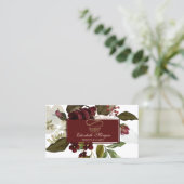 Gold Cupcake Burgund Blume Bäckerei Visitenkarte (Stehend Vorderseite)