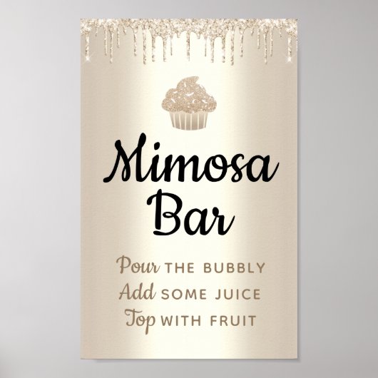 Gold Cupcake Glitzer Tropfen Bäckerei Koch Custom Poster (Vorne)