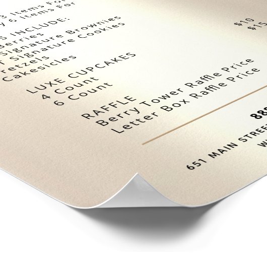 Gold Cupcake Glitzer Tropfen Bäckerei Konditorei K Poster (Ecke)