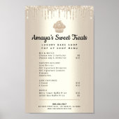 Gold Cupcake Glitzer Tropfen Bäckerei Konditorei K Poster (Vorne)