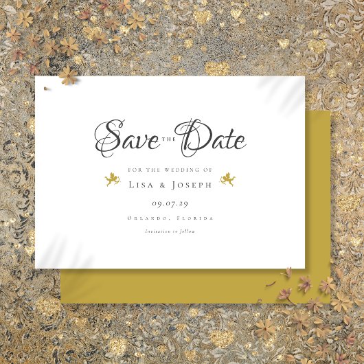Gold Cupids Elegantes Skript Save The Date