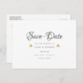 Gold Cupids Elegantes Skript Save the Date Ankündigungspostkarte (Vorne/Hinten)
