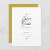 Gold Cupids Elegantes Skript Save the Date Ankündigungspostkarte (Vorne/Hinten)