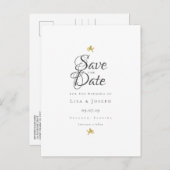 Gold Cupids Elegantes Skript Save the Date Ankündigungspostkarte (Vorne/Hinten)