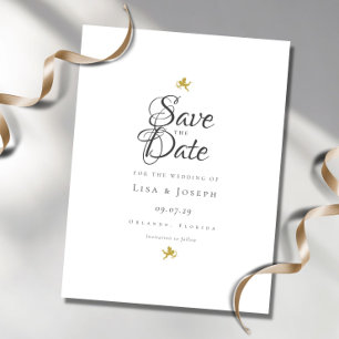 Gold Cupids Elegantes Skript Save the Date Postkarte