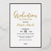 Gold Curry Overlay | Foto Graduation Party Folieneinladung (Rückseite)