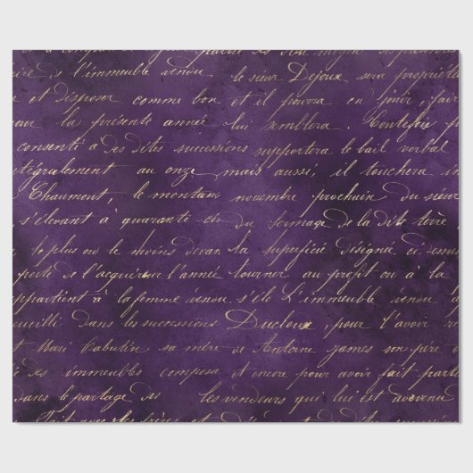 Gold Cursive auf Deep Lila Geschenkpapier (Flach)