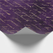 Gold Cursive auf Deep Lila Geschenkpapier (Ecke)