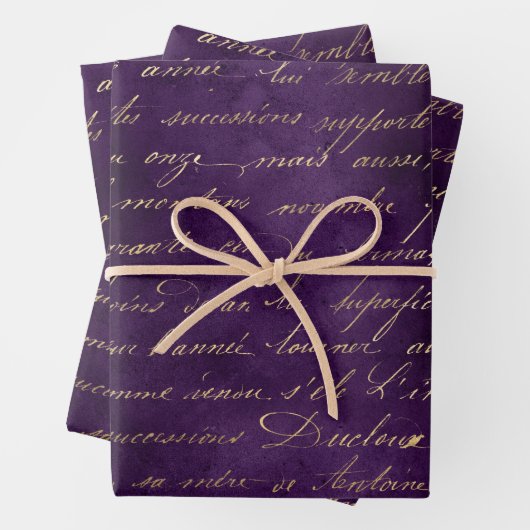 Gold Cursive auf Deep Lila Geschenkpapier Set (Beispiel)