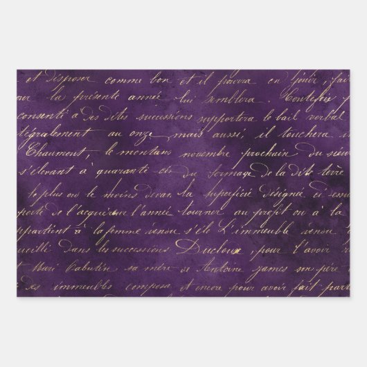 Gold Cursive auf Deep Lila  Geschenkpapier Set (Vorderseite)