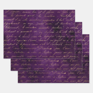 Gold Cursive auf Deep Lila  Geschenkpapier Set