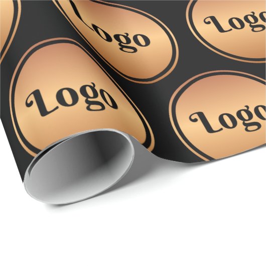 Gold Custom Business Logo Black Background hinzufü Geschenkpapier (Rolleneckpunkt)
