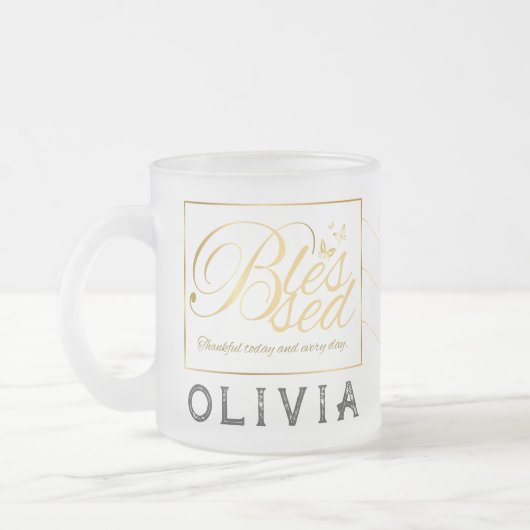 Gold Custom Calligraphy Name Erntedank Gift Mattglastasse (Links)