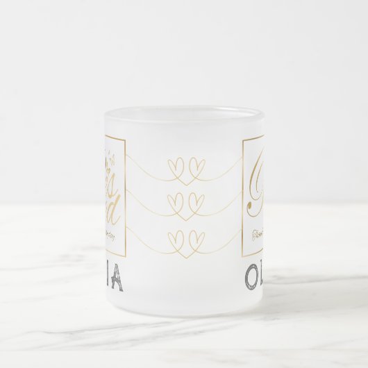 Gold Custom Calligraphy Name Erntedank Gift Mattglastasse (Mittel)