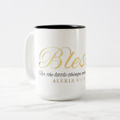 Gold Custom Calligraphy Name Erntedank Gift Zweifarbige Tasse (Vorderseite Links)