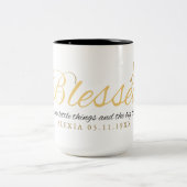 Gold Custom Calligraphy Name Erntedank Gift Zweifarbige Tasse (Mittel)