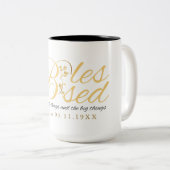 Gold Custom Calligraphy Name Erntedank Gift Zweifarbige Tasse (VorderseiteRechts)