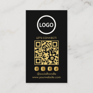 Gold Custom Cards Modern, Social Media QR Visitenkarte