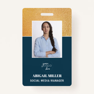 Gold Custom Employee Foto Name & Logo ID Abzeichen Ausweis