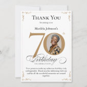 Gold Custom Foto 70. Geburtstag Danke Karte (Vorderseite)