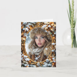 Gold Custom Image Winter Frame Karte