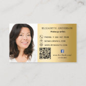 Gold Custom Logo Foto Qr Code Social Media Visitenkarte (Rückseite)