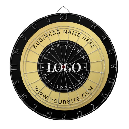 Gold Custom Logo & Text Company Business Dartscheibe (vorne)
