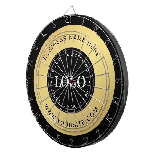 Gold Custom Logo & Text Company Business Dartscheibe (Vorderseite rechts)