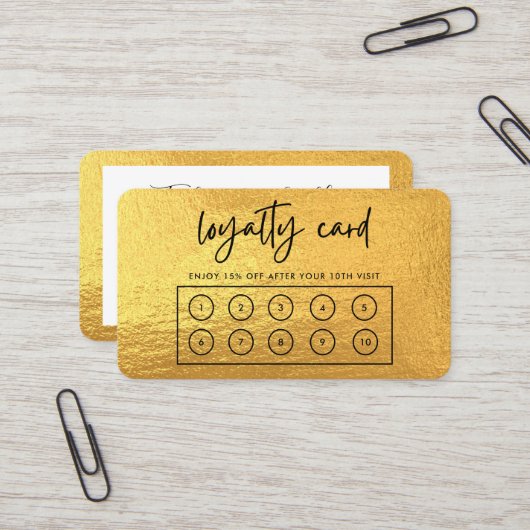Gold Custom Loyalty Card Visitenkarte (Vorderseite/Rückseite Beispiel)