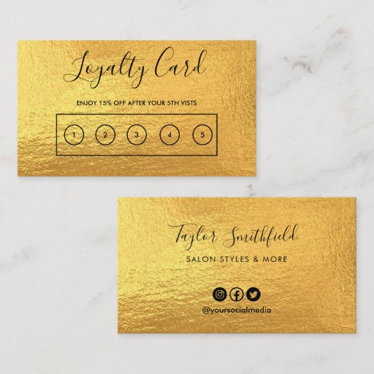 Gold Custom Loyalty Card Visitenkarte (Vorne/Hinten)