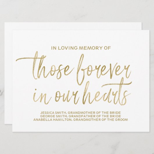 Gold Custom Memorial Sign | Stilvolle Hand Programm (Vorne/Hinten)