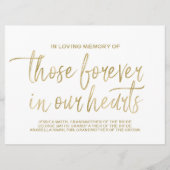 Gold Custom Memorial Sign | Stilvolle Hand Programm (Vorderseite)