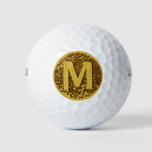 Gold Custom Mit Monogramm Initial Shiny Glitzer Golfball (Vorderseite)
