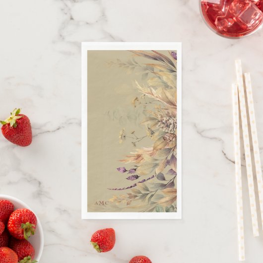 Gold Custom Monogram Fall Folipapier Serviette (Beispiel)