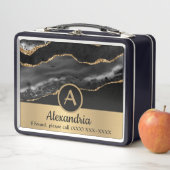 Gold Custom Monogram Name Luxury Chic Metall Brotdose (Beispiel)