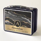 Gold Custom Monogram Name Luxury Chic Metall Brotdose (Rückseite)