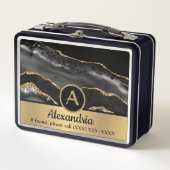 Gold Custom Monogram Name Luxury Chic Metall Brotdose (Vorderseite)