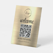 Gold Custom QR Code Menü Text Modernes Business Sockelschild (Vorderseite)