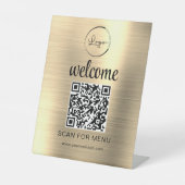 Gold Custom QR Code Menü Text Modernes Business Sockelschild (Vorderseite)