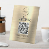 Gold Custom QR Code Menü Text Modernes Business Sockelschild (In SItu)