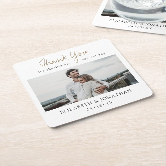 Gold Custom Wedding Untersetzer Gefallen mit Foto (angewinkelt)