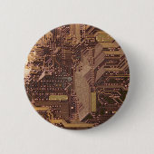 Gold Cyber Circuit Board Tech Art Electronics Button (Vorderseite)