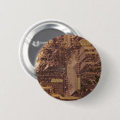 Gold Cyber Circuit Board Tech Art Electronics Button (Vorne & Hinten)