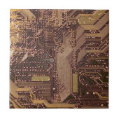Gold Cyber Circuit Board Tech Art Electronics Fliese (Vorderseite)