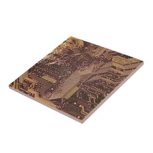 Gold Cyber Circuit Board Tech Art Electronics Fliese (Seite)