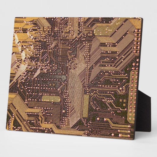 Gold Cyber Circuit Board Tech Art Electronics Fotoplatte (Seite)